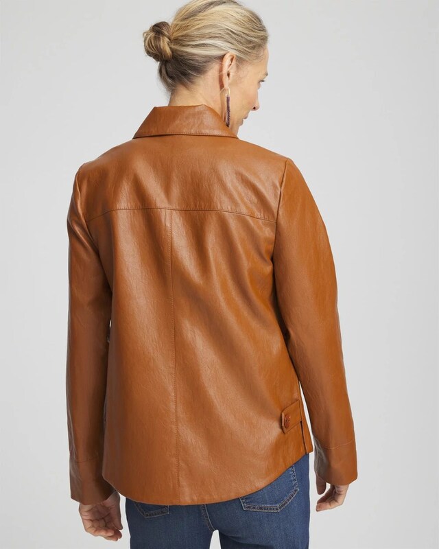 Faux Leather Cropped Jacket - image 3